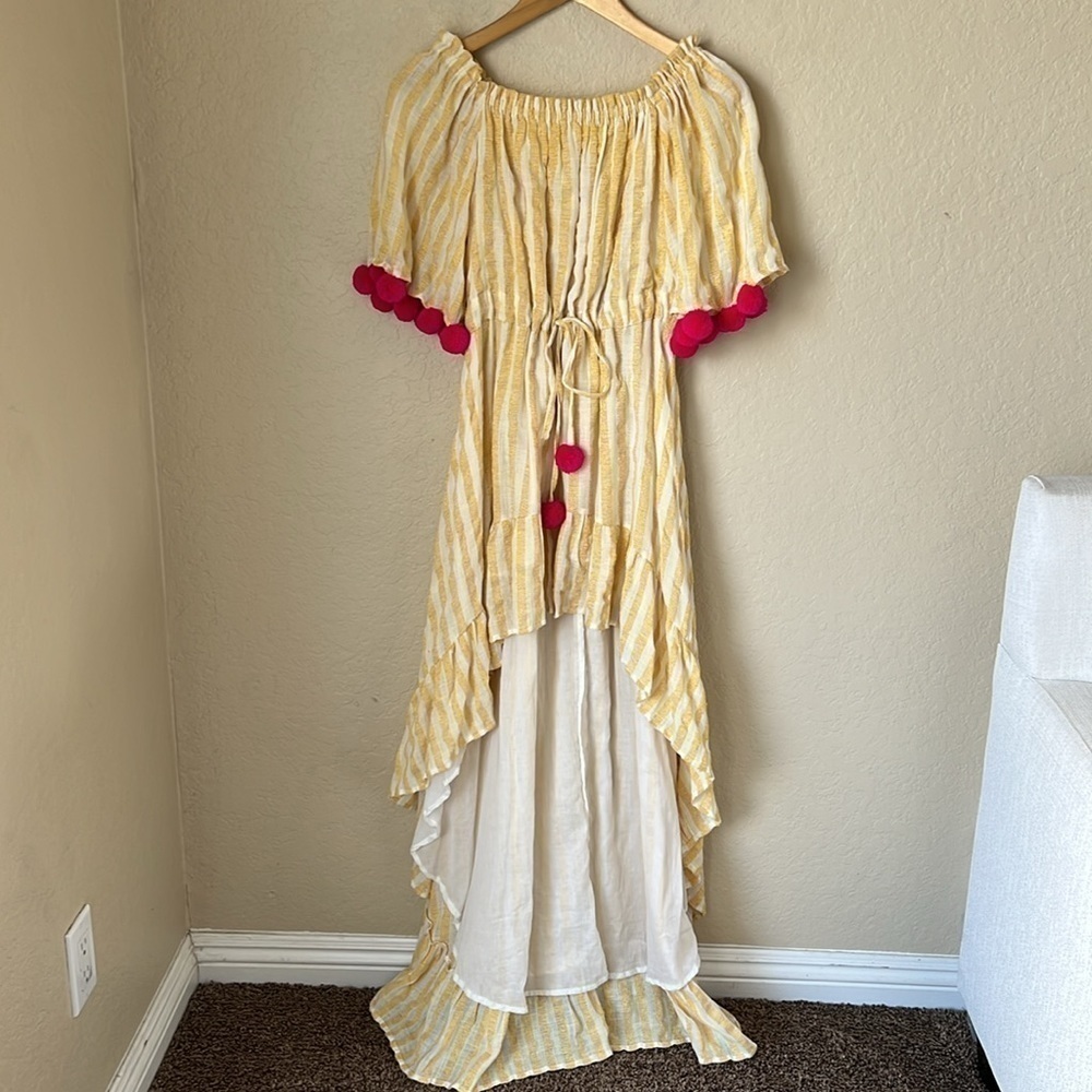 Sundress Alena striped Pom Pom high lo dress - Picture 2 of 14